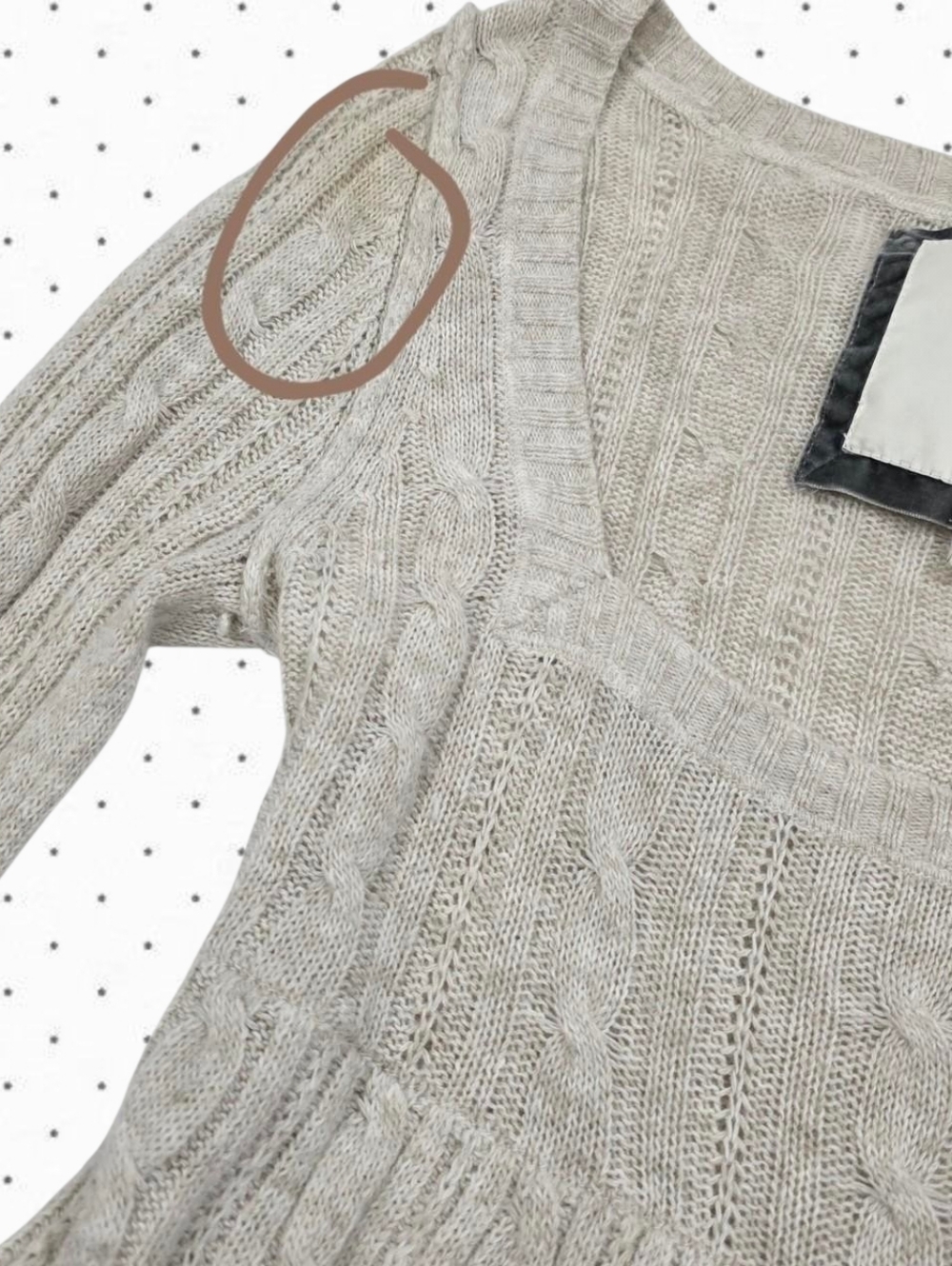 Abercrombie vintage cream grey cable knit square neck sweater babydoll top - Picture 6 of 6